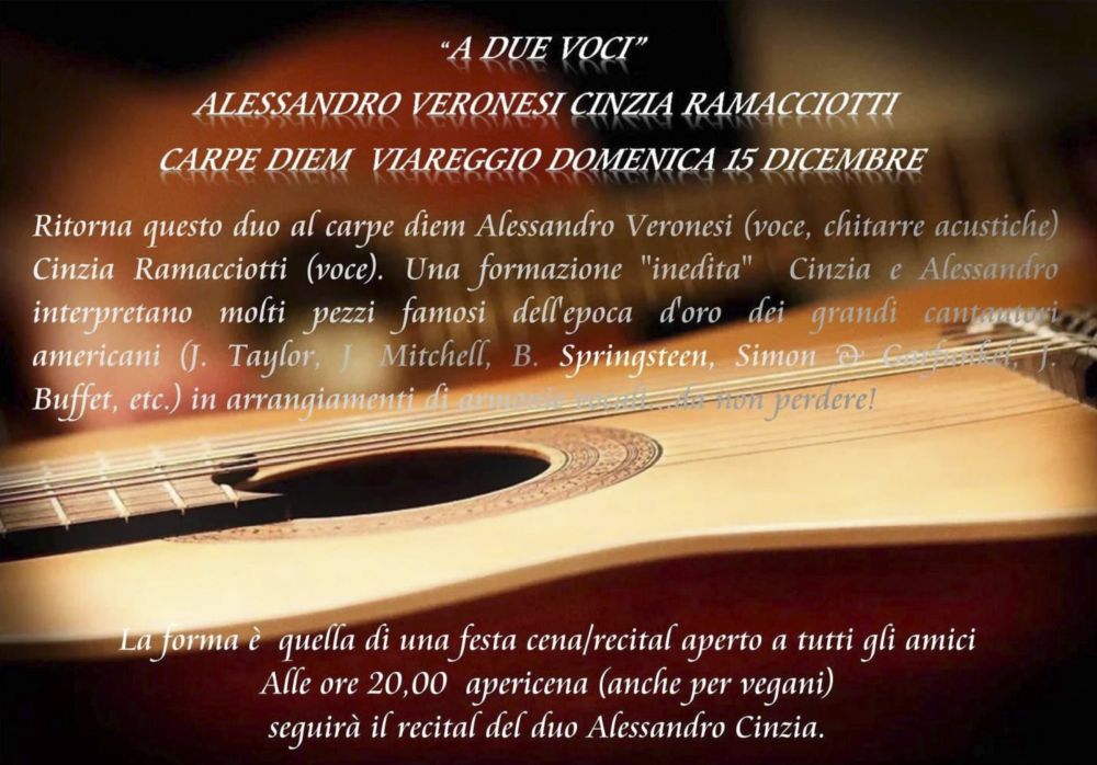 Evento voce e chitarra Cinzia Alessandro Carpe Diem Dicembre 2022